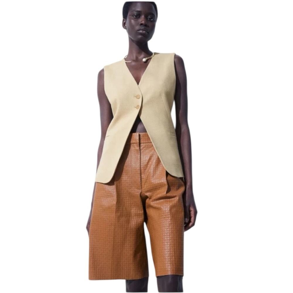 NWT‎ Cos Atelier Brown Leather Bermuda
Shorts sz 2
